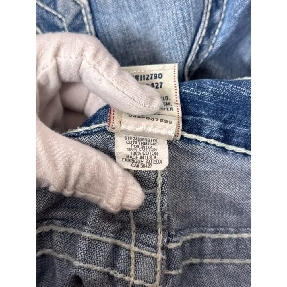 Vintage True Religion Jeans 34 x 31 Men Billy Big T Y2K Relaxed Boot Flap Pocket
